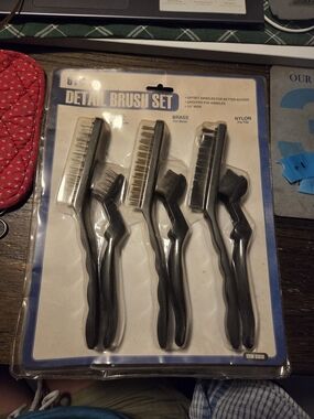 6pc Detail Brush Set: Steel/Brass/Nylon with PVC Handles (1/2" Wide) #93610 NEW